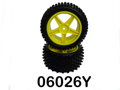 Koła Buggy 1:10  TYŁ (2 szt.) żółte | Himoto 06026Y