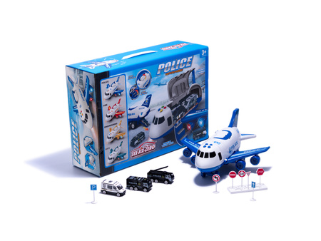 Samolot transportowy + 3 auta policja