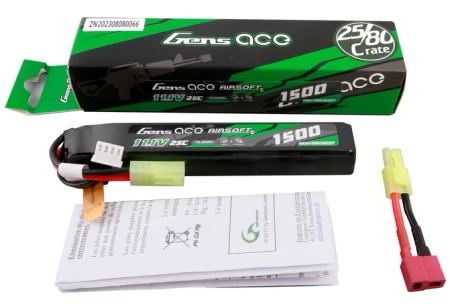 Akumulator LiPo 1500mAh 11,1V 25C 3S1P Mini Tamiya Dean-T Airsoft Gun | GEA15003S25T GENS ACE