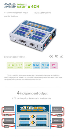 Ładowarka CQ3 4x100W (10A) - EV-PEAK