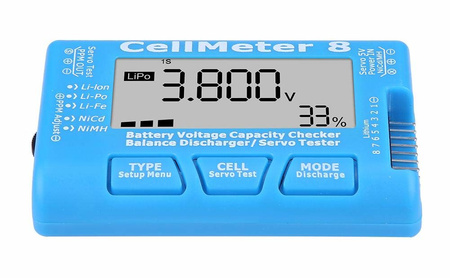 Miernik CellMeter 8 Tester Napięcia Serw ESC Li-Po Li-Ion Li-Fe NiMH NiCd | L150
