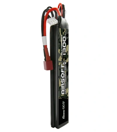 Gens ace 25C 1300mAh 2S1P 7.4V Saddle Airsoft Gun Lipo Battery with T Plug