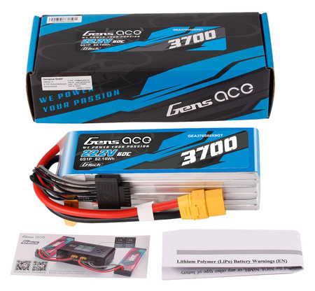 Akumulator LiPo 3700mAh 22,2V 60C 6S1P XT90 G-Tech | GEA376S60X9GT GENS ACE