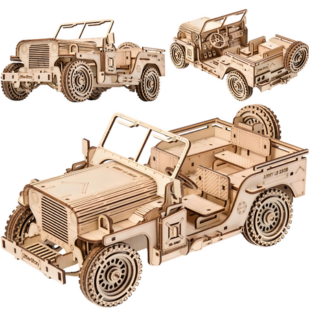 Little Story Drewniane Puzzle Model 3D Pojazd Wojskowy Jeep 23x10x12cm | E014