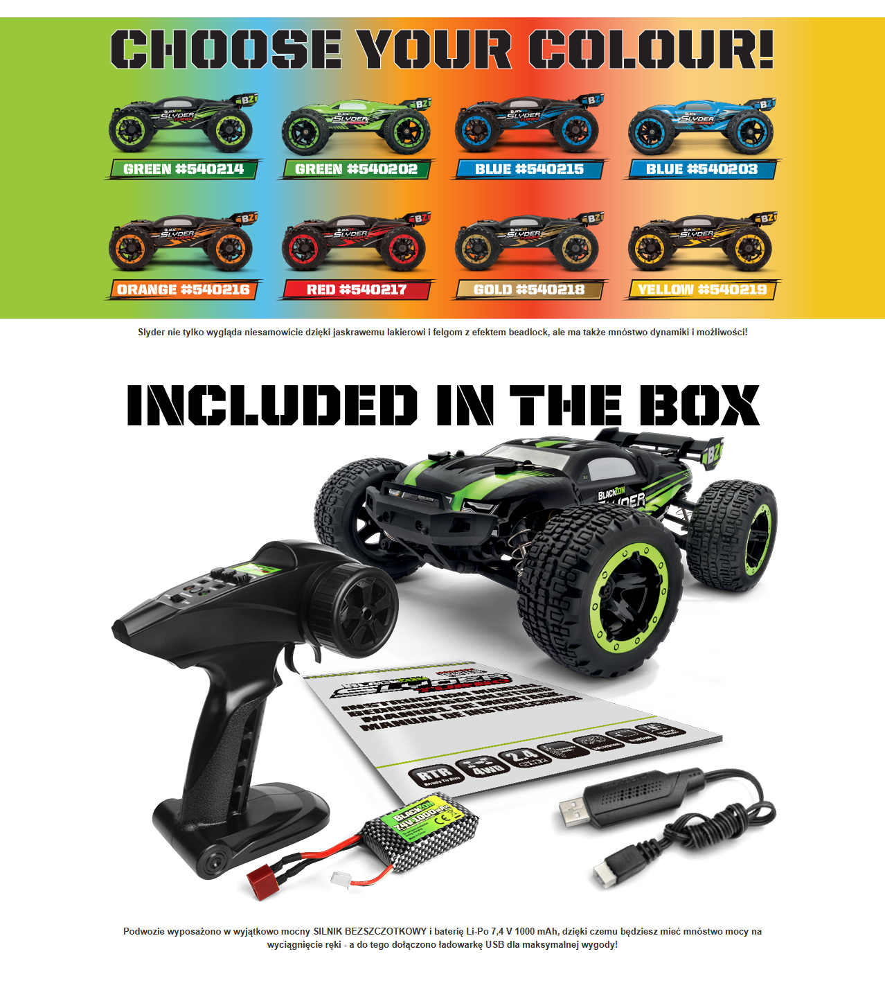 BlackZon Slyder ST Turbo 1/16 4WD 2S Brushless Stadium Truck Zielony | 540214 HPI pol_pl_BlackZon-Slyder-ST-Turbo-1-16-4WD-2S-Brushless-Stadium-Truck-Zielony-540214-HPI-1016330_11