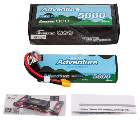 Akumulator LiPo 5000mAh 7,4V 60C 2S1P XT60 Adventure HC Hard Case G-Tech | GEA502S60X6HGT GENS ACE