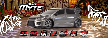 BlackZon Myte Racer 1:43 4WD 2,4GHz Szary Mini Samochód Zdalnie Sterowany Model RC | 548101