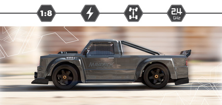 Maverick QuantumR Flux Race Truck 4WD 4S 1/8 Szary Samochód Zdalnie Sterowany Model RC | 150351