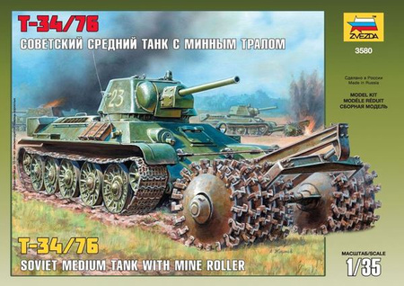 Soviet T-34/76 Tank With Mine Roller 1:35 | Zvezda 3580