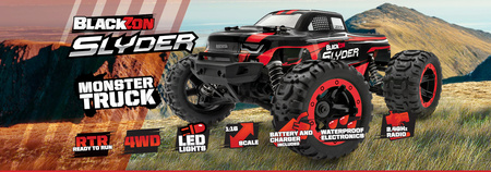 BlackZon Slyder MT Monster Truck 1/16 4WD Czerwony Samochód Zdalnie Sterowany Model RC | 540098