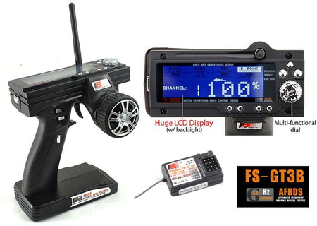 Radio pistoletowe FS-GT3B 3CH 2,4GHz z wyświetlaczem + odbiornik GR3E - FlySky