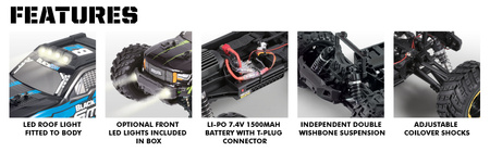 BlackZon Smyter MT Monster Truck 1/12 4WD Niebieski Samochód Zdalnie Sterowany Model RC | 540111