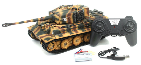 German Tiger 1 Late RTR 2,4Ghz 1/24 Czołg Zdalnie Sterowany Heng Long IR Dźwięk Painted Camo | 3841-11-L-C TAIGEN