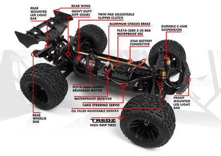 Maverick Quantum2 XT Flux Stadium Truck 4WD 1/10 Czerwony Samochód Zdalnie Sterowany Model RC | 150407