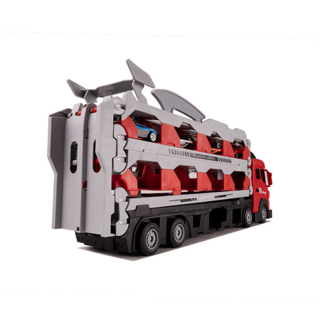 Transporter laweta ciężarówka tor samochodowy + 8 aut (~210cm)