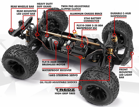Maverick Quantum2 MT Flux Monster Truck bezszczotkowy 4WD 1:10 (czerwony) | 150405 HPI