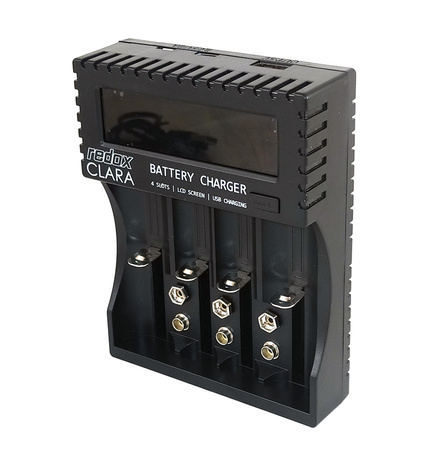 Ładowarka Clara 4x AA, AAA, Li-Ion, Li-Fe, Li-HV, Ni-MH, Ni-Cd, 9V | REDOX
