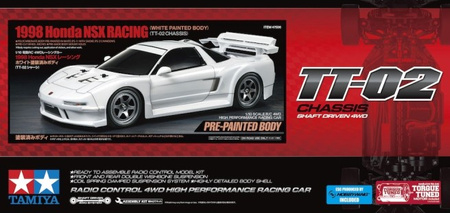 Tamiya TT-02 Honda NSX Racing 1998 1:10 KIT Samochód Zdalnie Sterowany Model RC Do Złożenia | TA-47506