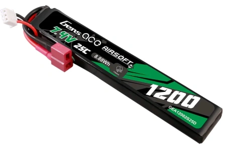 Gens ace 25C 1200mAh 2S1P 7.4V Airsoft Gun Lipo Battery with T Plug