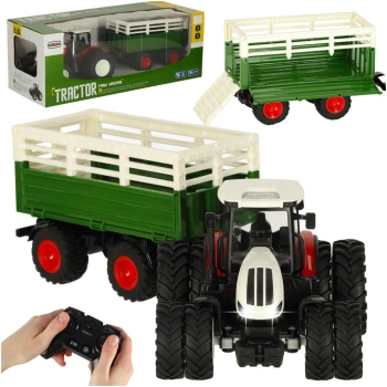Traktor RC Zdalnie Sterowany Ciągnik Rolniczy z Przyczepą 1:24 2,4GHz Zabawka Farma