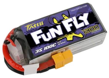 Akumulator LiPo 1300mAh 11,1V 100C 3S1P XT60 FunFly | TAA13003S10X6 TATTU