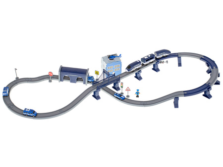 Kolejka elektryczna pociąg policja auta ~300cm (92 elementy)