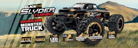 BlackZon Slyder Turbo Brushless MT Monster Truck 1/16 4WD Bezszczotkowy Złoty Samochód Zdalnie Sterowany Model RC | 540212