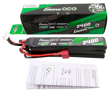 Akumulator LiPo 2400mAh 11,1V 25C 3S2P Nunchuck 3X Airsoft Gun Dean-T | GEA24003S25D3 GENS ACE
