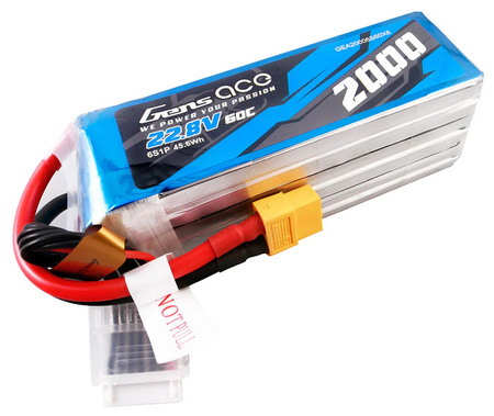 Akumulator LiPo 2000mAh 22,8V 60C 6S1P XT60 High Voltage | GEA20006S60X6 GENS ACE