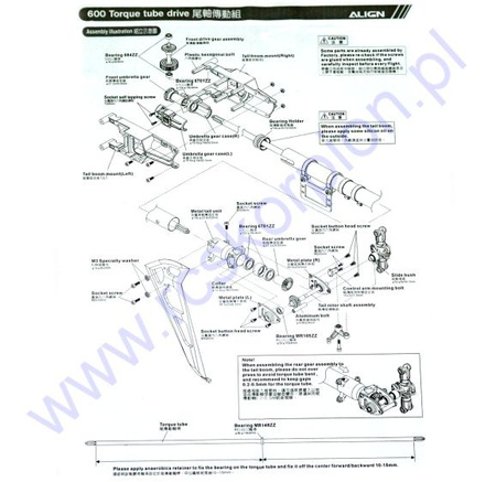Konwersja napędu ogona z paska na wałek T-REX 600 - H60118T-1 Align