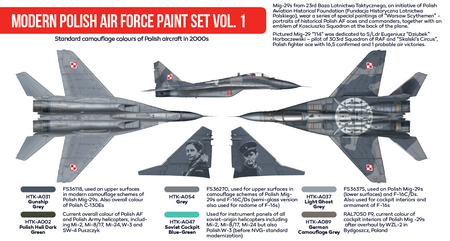 Zestaw farb akrylowych (Modern Polish Air Force Paint Set Vol.1) | HTK-AS17 HATAKA