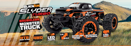 BlackZon Slyder MT Turbo 1/16 4WD 2S Brushless Monster Truck Pomarańczowy | 540210 HPI