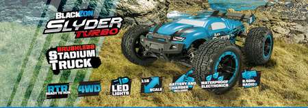 BlackZon Slyder Turbo Brushless ST Stadium Truck 1/16 4WD Bezszczotkowy Niebieski Samochód Zdalnie Sterowany Model RC | 540203