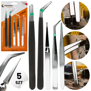 Pęsety Modelarskie Precyzyjne Metalowe 5szt. 11,5-15cm | VERGIONIC