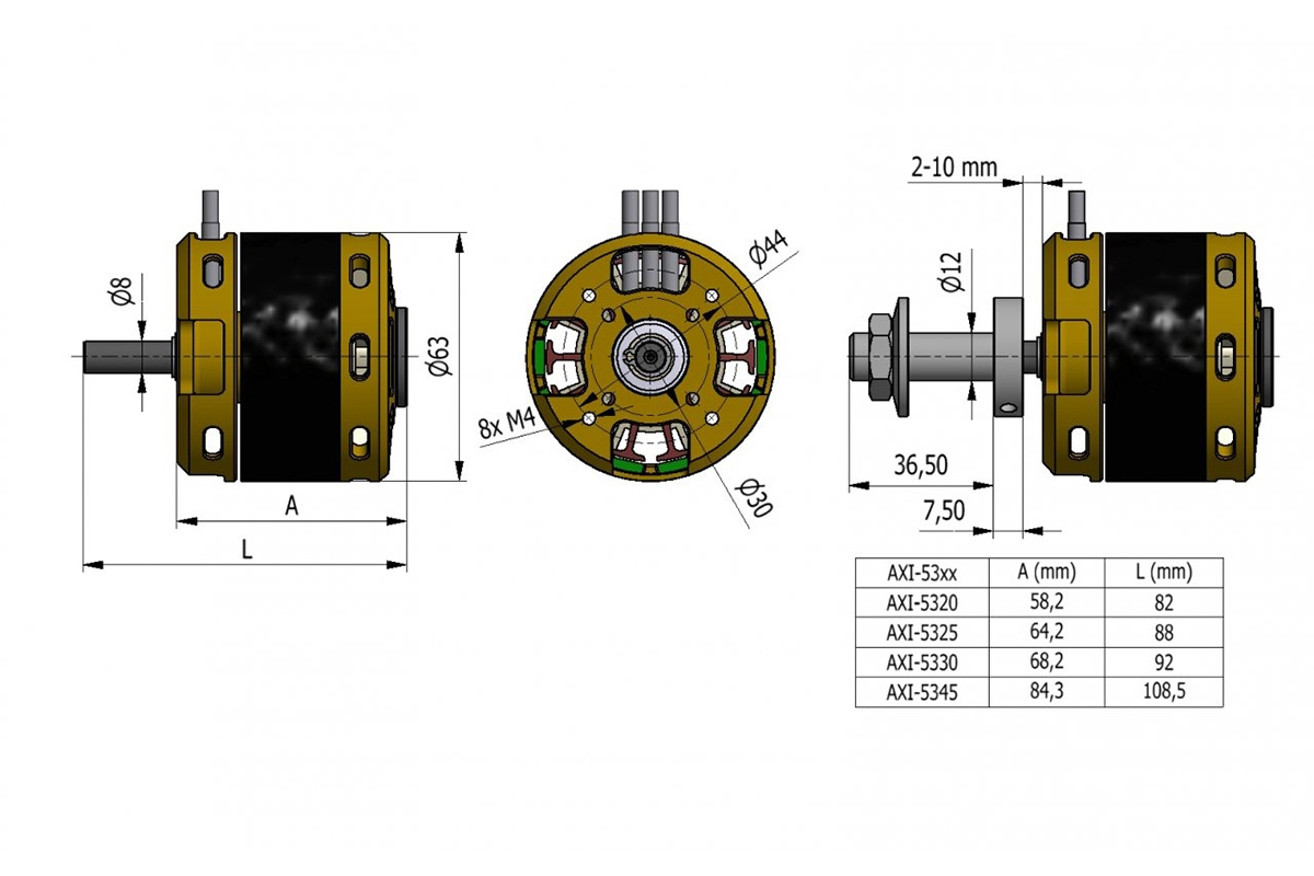 Silnik Bezszczotkowy AXI 5330/24 V3 GOLD 197KV 10S 2220W Wał 8mm Ciąg 16kg | 3EL105636V3 MODEL MOTORS pol_pl_Silnik-Bezszczotkowy-AXI-5330-24-V3-GOLD-197KV-10S-2220W-Wal-8mm-Ciag-16kg-3EL105636V3-MODEL-MOTORS-1016837_4