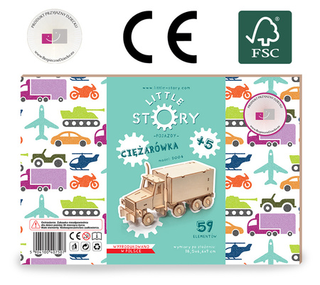 Little Story Drewniane Puzzle Model 3D Ciężarówka 18,5x6,6x9cm | D004