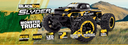 BlackZon Slyder MT Monster Truck 1/16 4WD Żółty Samochód Zdalnie Sterowany Model RC | 540116