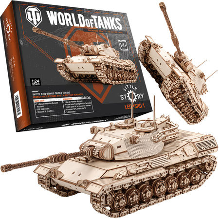 Little Story Drewniane Puzzle Model 3D Czołg Leopard 1 World of Tanks 33,3x13,3x14,2cm | WOT07