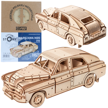 Little Story Drewniane Puzzle Model 3D Samochód FSO Warszawa 1/16 29,9x10,4x11,5cm | E006
