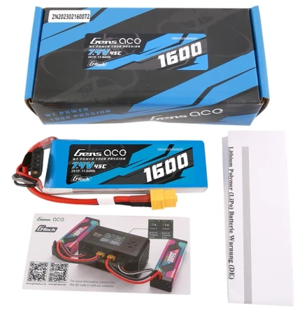 Akumulator LiPo 1600mAh 7,4V 45C 2S1P XT60 G-Tech | GEA162S45X6GT GENS ACE