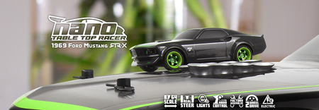 1969 Ford Mustang RTR-X Nano TTR Table Top Racer 1/64 Samochód Zdalnie Sterowany Model RC | 160980 HPI RACING