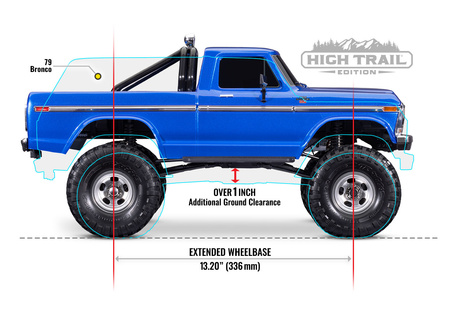Traxxas TRX-4 Ford F-150 High Trail Edition 4X4 1:10 Niebieski Samochód Zdalnie Sterowany Model RC | 92046-4-BLUE
