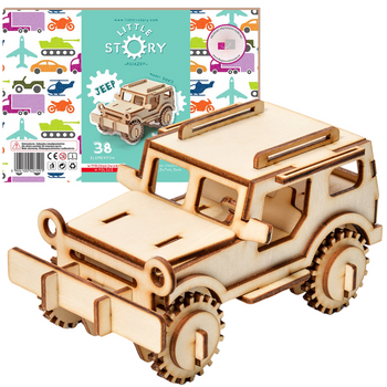 Little Story Drewniane Puzzle Model 3D Jeep 12,5x7x6,5cm | D003