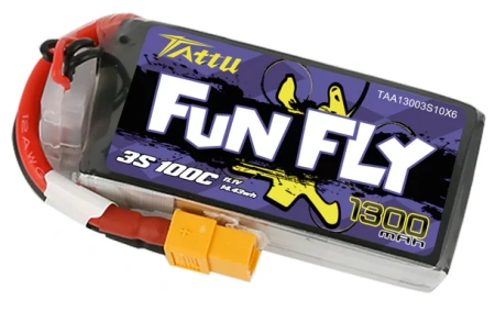 Akumulator LiPo 1300mAh 11,1V 100C 3S1P XT60 FunFly | TAA13003S10X6 TATTU