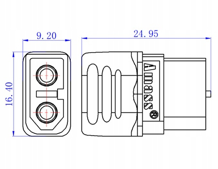 Złącze XT60H - 1 komplet z osłoną - Amass
