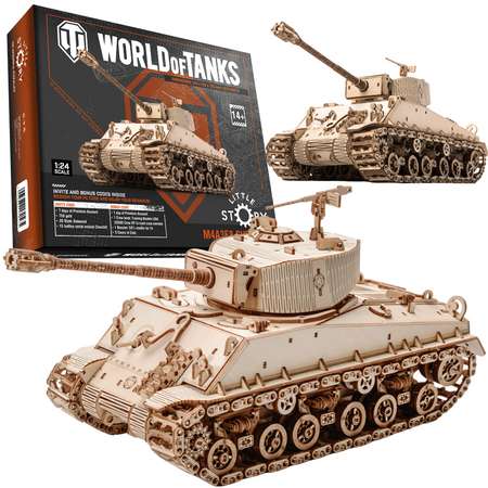 Little Story Drewniane Puzzle Model 3D Czołg M4A3E8 Sherman World of Tanks 34,4x14,2x15,5cm | WOT01