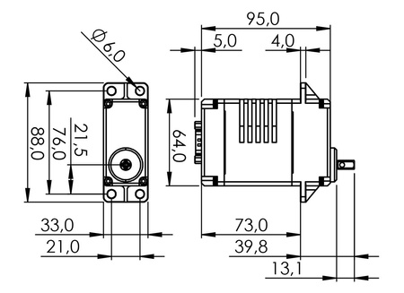 Serwo Cyfrowe Wieloobrotowe HiTEC SG33BL-T-12V (DB9 SUB) 360° 9-15V 147kg/cm 0,185s/60° IP68 | 1-00932