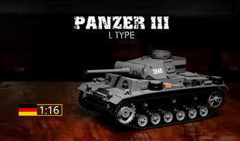 Czołg Zdalnie Sterowany German Panzerkampfwagen III PzKpfw III Ausf.L.SD.KFZ.141-1 1:16 RTR 2,4Ghz Model RC | 3848-1U HENG LONG