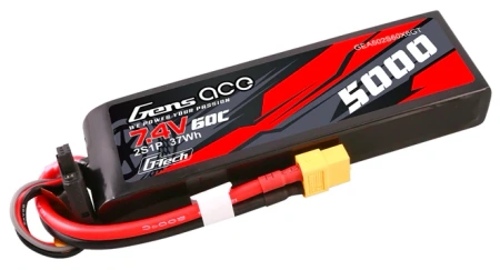 Gens ace G-Tech 5000mAh 7.4V 60C 2S1P Lipo PC material case with XT60 Plug