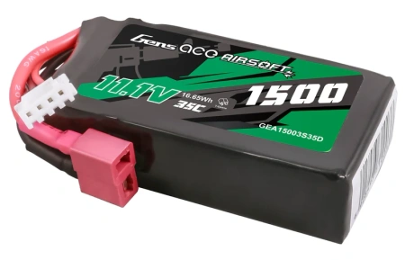 Akumulator LiPo 1500mAh 11,1V 35C 3S1P Dean-T Airsoft Gun | GEA15003S35D GENS ACE
